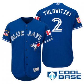 Men's Toronto Blue Jays #2 Troy Tulowitzki Royal Blue Stars & Stripes Fashion Independence Day Stitched MLB Majestic Cool Base Jersey