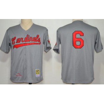 St. Louis Cardinals #6 Stan Musial 1956 Gray Wool Throwback Jersey