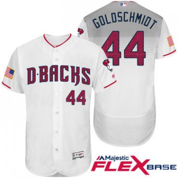 Men's Arizona Diamondbacks #44 Paul Goldschmidt White Stars & Stripes Fashion Independence Day Stitched MLB Majestic Flex Base Jersey
