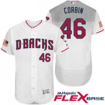 Men's Arizona Diamondbacks #46 Patrick Corbin White Stars & Stripes Fashion Independence Day Stitched MLB Majestic Flex Base Jersey