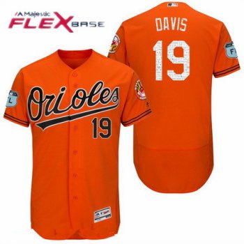 Men's Baltimore Orioles #19 Chris Davis Orange 2017 Spring Training Stitched MLB Majestic Flex Base Jersey
