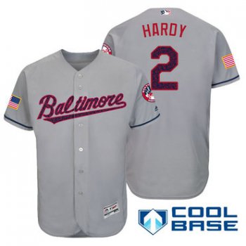 Men's Baltimore Orioles #2 J.J. Hardy Gray Stars & Stripes Fashion Independence Day Stitched MLB Majestic Cool Base Jersey