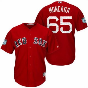 Men's Boston Red Sox #65 Yoan Moncada Red 2017 Spring Training Stitched MLB Majestic Cool Base Jersey