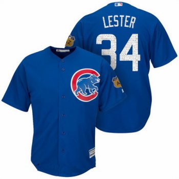 Men's Chicago Cubs #34 Jon Lester Royal Blue 2017 Spring Training Stitched MLB Majestic Cool Base Jersey