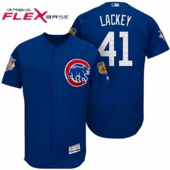 Men's Chicago Cubs #41 John Lackey Royal Blue 2017 Spring Training Stitched MLB Majestic Flex Base Jersey