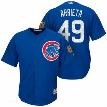 Men's Chicago Cubs #49 Jake Arrieta Royal Blue 2017 Spring Training Stitched MLB Majestic Cool Base Jersey