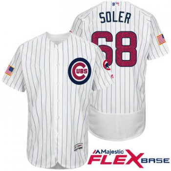 Men's Chicago Cubs #68 Jorge Soler White Stars & Stripes Fashion Independence Day Stitched MLB Majestic Flex Base Jersey