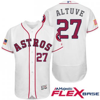 Men's Houston Astros #27 Jose Altuve White Stars & Stripes Fashion Independence Day Stitched MLB Majestic Flex Base Jersey