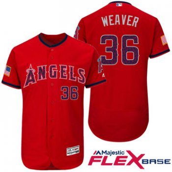 Men's Los Angeles Angels Of Anaheim #36 Jered Weaver Red Stars & Stripes Fashion Independence Day Stitched MLB Majestic Flex Base Jersey