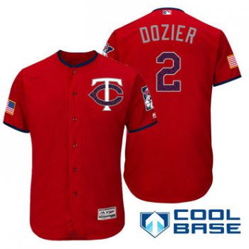 Men's Minnesota Twins #2 Brian Dozier Red Stars & Stripes Fashion Independence Day Stitched MLB Majestic Cool Base Jersey