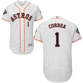 Astros #1 Carlos Correa White Flexbase Authentic Collection 2019 World Series Bound Stitched Baseball Jersey