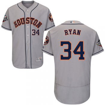 Astros #34 Nolan Ryan Grey Flexbase Authentic Collection 2019 World Series Bound Stitched Baseball Jersey