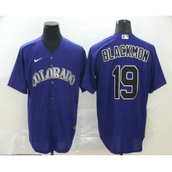 Men's Colorado Rockies #19 Charlie Blackmon Purple Stitched MLB Cool Base Nike Jersey