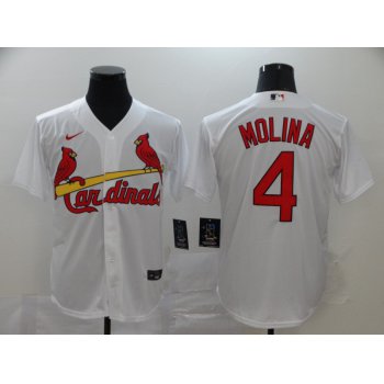 Men's St. Louis Cardinals #4 Yadier Molina White Stitched MLB Cool Base Nike Jersey