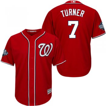 Men's Washington Nationals #7 Trea Turner Red 2019 World Series Bound Cool Base Stitched MLB Jersey