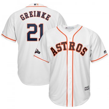 Houston Astros #21 Zack Greinke Majestic 2019 Postseason Official Cool Base Player White Jersey