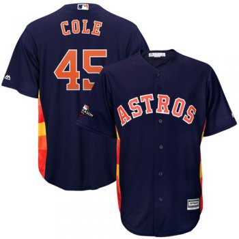 Houston Astros #45 Gerrit Cole Majestic 2019 Postseason Official Cool Base Player Navy Jersey