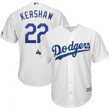 Los Angeles Dodgers #22 Clayton Kershaw Majestic 2019 Postseason Home Official Cool Base Player White Jersey