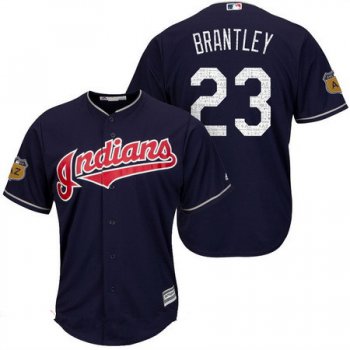 Men's Cleveland Indians #23 Michael Brantley Navy Blue 2017 Spring Training Stitched MLB Majestic Cool Base Jersey