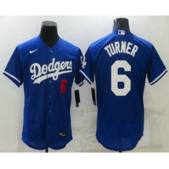 Men's Los Angeles Dodgers #6 Trea Turner Blue Stitched MLB Flex Base Nike Jersey