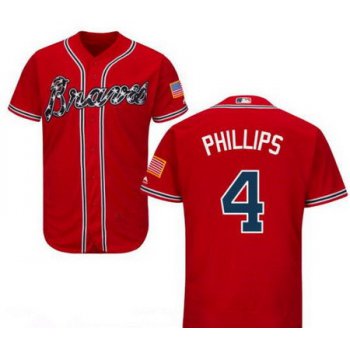 Men's Atlanta Braves #4 Brandon Phillips Red Stitched MLB Majestic Cool Base Jersey
