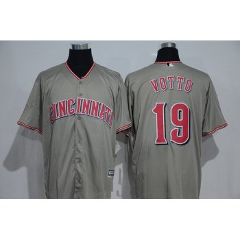 Men's Cincinnati Reds #19 Joey Votto Gray Road Stitched MLB Majestic Cool Base Jersey