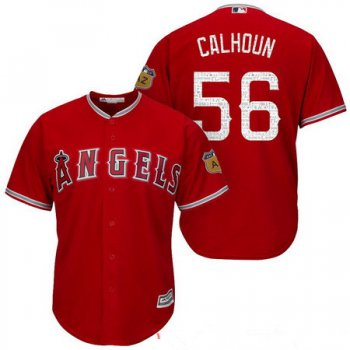 Men's Los Angeles Angels of Anaheim #56 Kole Calhoun Red 2017 Spring Training Stitched MLB Majestic Cool Base Jersey