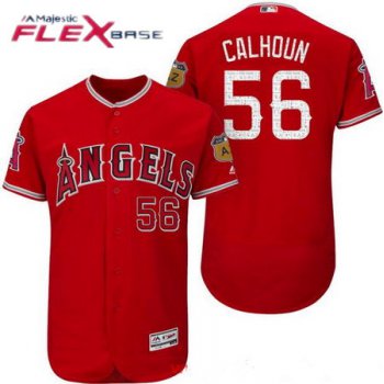Men's Los Angeles Angels of Anaheim #56 Kole Calhoun Red 2017 Spring Training Stitched MLB Majestic Flex Base Jersey