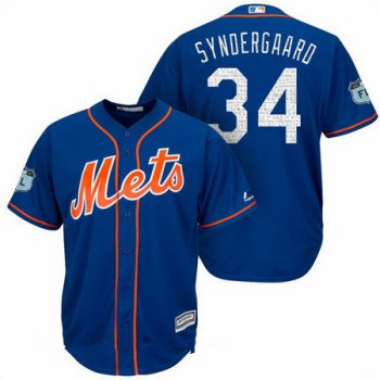 Men's New York Mets #34 Noah Syndergaard Royal Blue 2017 Spring Training Stitched MLB Majestic Cool Base Jersey