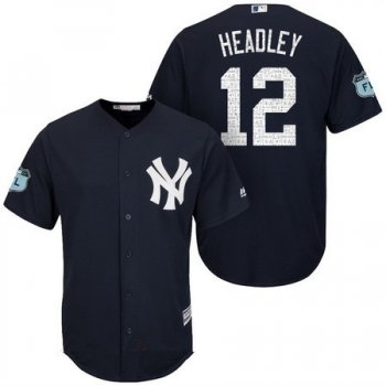 Men's New York Yankees #12 Chase Headley Navy Blue 2017 Spring Training Stitched MLB Majestic Cool Base Jersey