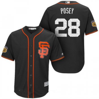 Men's San Francisco Giants #28 Buster Posey Black 2017 Spring Training Stitched MLB Majestic Cool Base Jersey