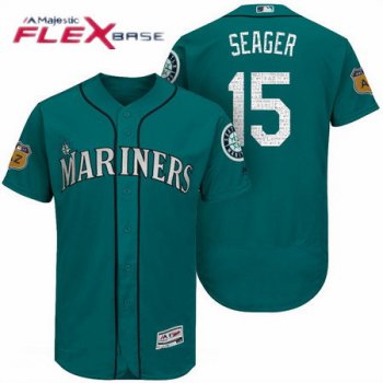 Men's Seattle Mariners #15 Kyle Seager Teal Green 2017 Spring Training Stitched MLB Majestic Flex Base Jersey
