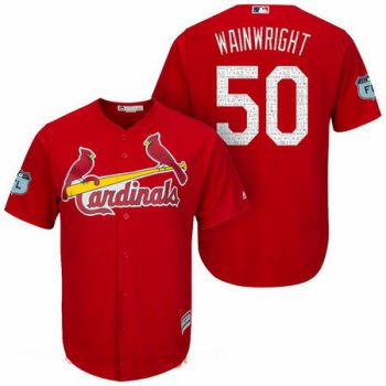 Men's St. Louis Cardinals #50 Adam Wainwright Red 2017 Spring Training Stitched MLB Majestic Cool Base Jersey