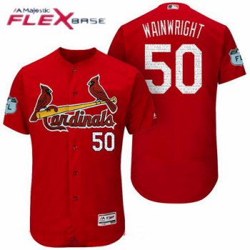 Men's St. Louis Cardinals #50 Adam Wainwright Red 2017 Spring Training Stitched MLB Majestic Flex Base Jersey