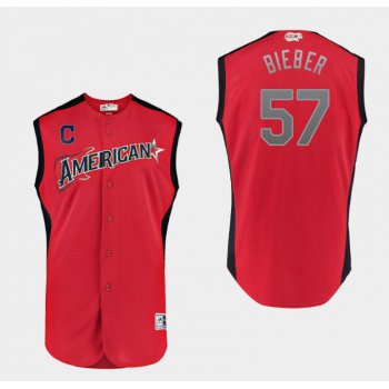 MLB American League #57 Shane Bieber Red 2019 All-Star Game Men Jersey