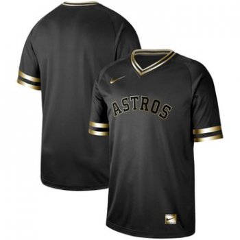 Astros Blank Black Gold Authentic Stitched Baseball Jersey
