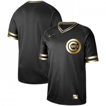 Cubs Blank Black Gold Authentic Stitched Baseball Jersey
