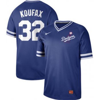 Dodgers #32 Sandy Koufax Royal Authentic Cooperstown Collection Stitched Baseball Jersey