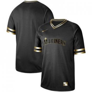 Mariners Blank Black Gold Authentic Stitched Baseball Jersey