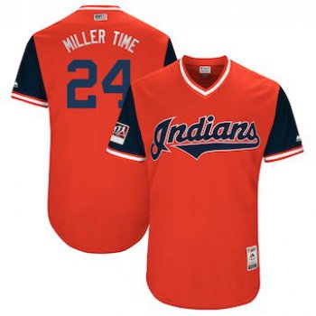 Men's Cleveland Indians 24 Andrew Miller Miller Time Orange 2018 Players' Weekend Authentic Jersey