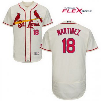 Men's St. Louis Cardinals #18 Carlos Martinez Cream Stitched MLB Majestic Flex Base Jersey