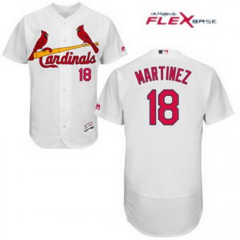 Men's St. Louis Cardinals #18 Carlos Martinez White Home Stitched MLB Majestic Flex Base Jersey