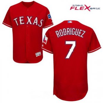 Men's Texas Rangers #7 Ivan Rodriguez Retired Red Stitched MLB Majestic Flex Base Jersey