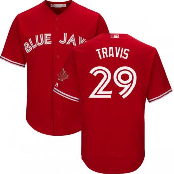 Men's Toronto Blue Jays #29 Devon Travis Red Stitched MLB 2017 Majestic Cool Base Jersey