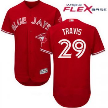 Men's Toronto Blue Jays #29 Devon Travis Red Stitched MLB 2017 Majestic Flex Base Jersey