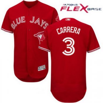 Men's Toronto Blue Jays #3 Ezequiel Carrera Red Stitched MLB 2017 Majestic Flex Base Jersey