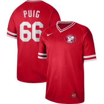 Reds #66 Yasiel Puig Red Authentic Cooperstown Collection Stitched Baseball Jersey