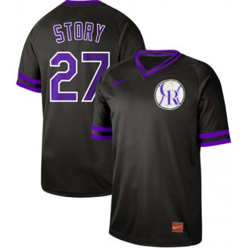 Rockies #27 Trevor Story Black Authentic Cooperstown Collection Stitched Baseball Jersey