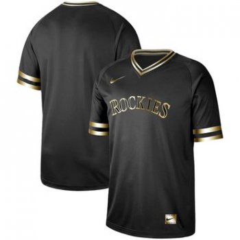 Rockies Blank Black Gold Authentic Stitched Baseball Jersey
