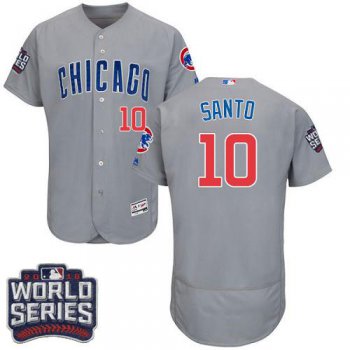 Cubs #10 Ron Santo Grey Flexbase Authentic Collection Road 2016 World Series Bound Stitched MLB Jersey